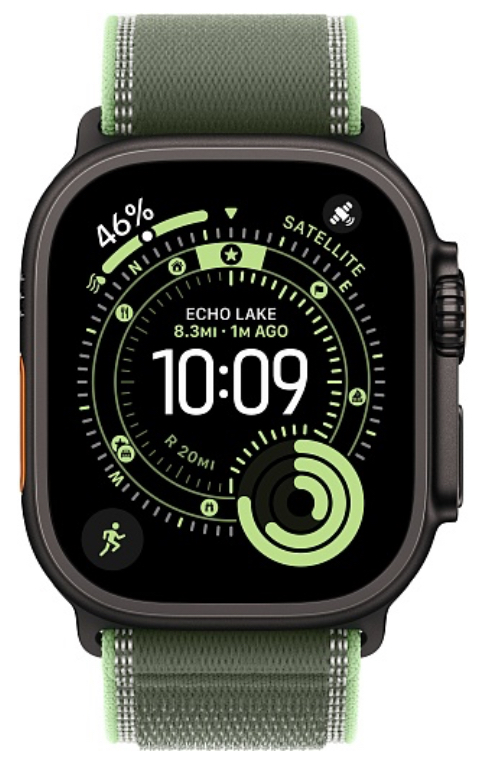 Часы Apple Watch Ultra 3 2025 49mm Black Titanium Case Trail Loop Green/Neon S/M