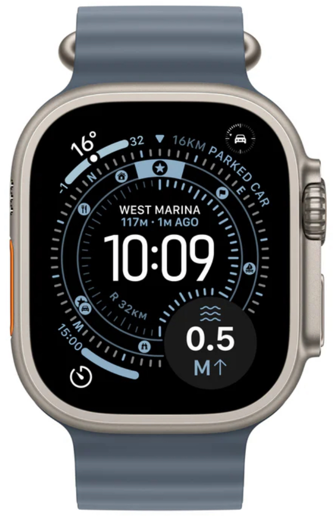 Часы Apple Watch Ultra 3 2025 49mm Natural Titanium Case Ocean Band Anchor Blue