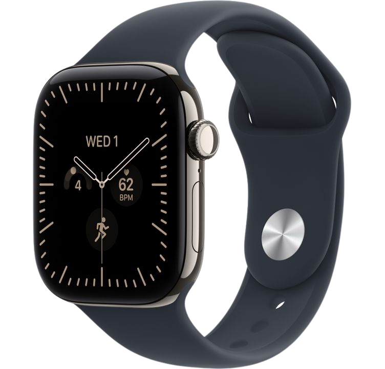 Часы Apple Watch Series 12 42mm Natural Titanium Case GPS Sport Band Navy Blue M/L