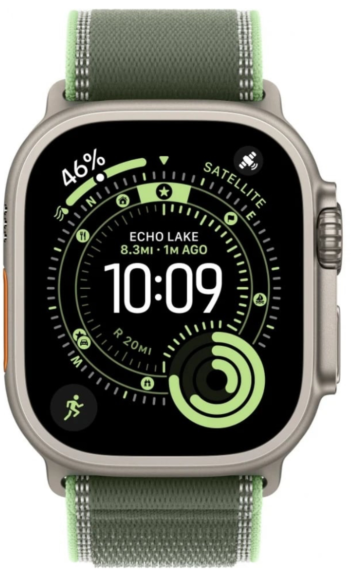 Часы Apple Watch Ultra 3 2025 49mm Natural Titanium Case Trail Loop Green/Neon S/M