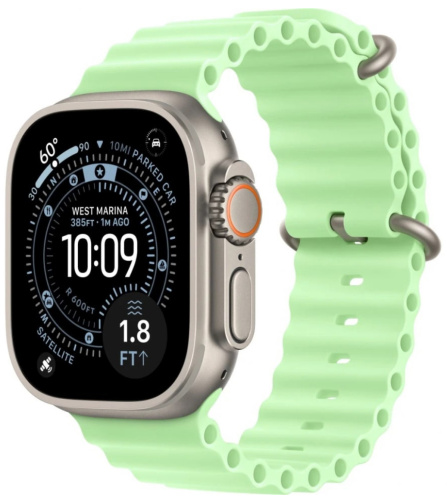 Часы Apple Watch Ultra 3 2025 49mm Natural Titanium Case Ocean Band Neon Green