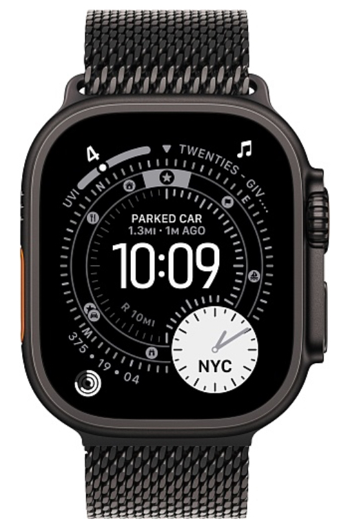Часы Apple Watch Ultra 3 2025 49mm Black Titanium Case Titanium Milanese Loop Black L