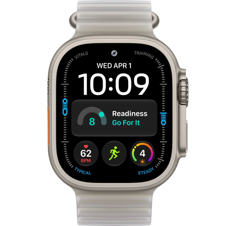 Часы Apple Watch Ultra 4 49mm Natural Titanium Case Ocean Band Translucent Gray