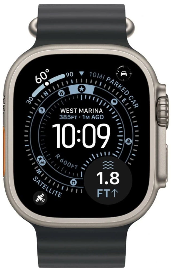 Часы Apple Watch Ultra 3 2025 49mm Natural Titanium Case Ocean Band Black