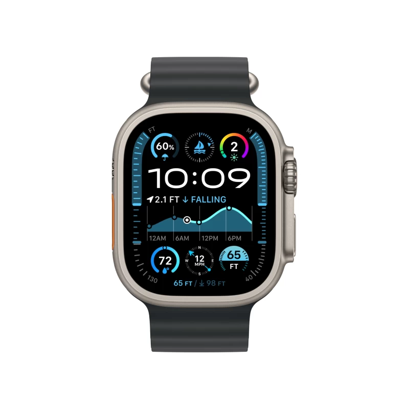 Часы Apple watch Ultra 2 2024 49mm Natural Titanium Case Ocean Band Black