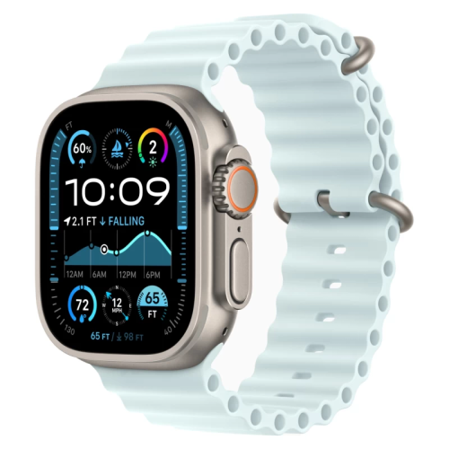 Часы Apple watch Ultra 2 2024 49mm Natural Titanium Case Ocean Band Ice Blue