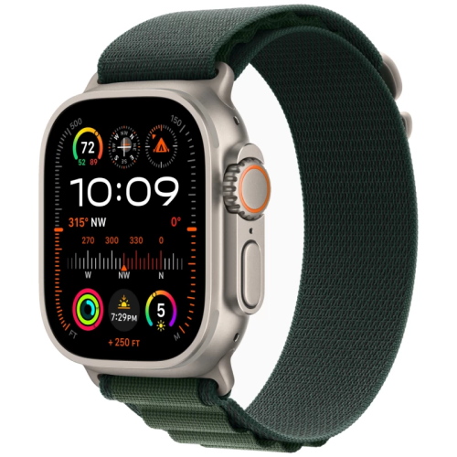 Часы Apple watch Ultra 2 2024 49mm Natural Titanium Case Alpine Loop Dark Green L
