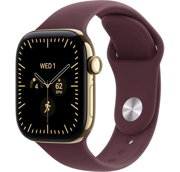 Часы Apple Watch Series 12 42mm Radiant Gold Titanium Case GPS Sport Band Burgundy S/M