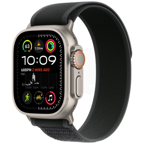 Часы Apple watch Ultra 2 2024 49mm Natural Titanium Case Trail Loop Black S/M