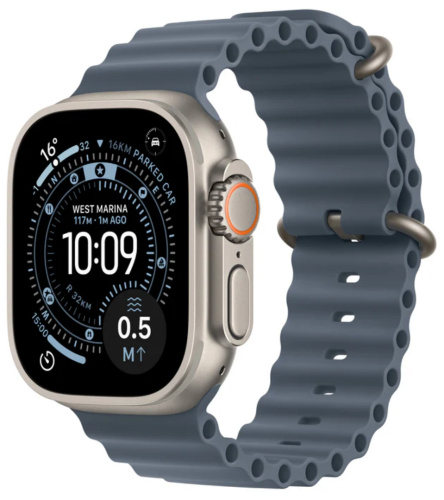 Часы Apple Watch Ultra 3 2025 49mm Natural Titanium Case Ocean Band Anchor Blue