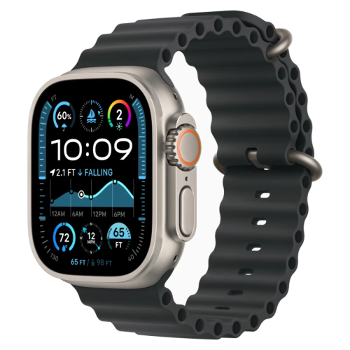 Часы Apple watch Ultra 2 2024 49mm Natural Titanium Case Ocean Band Black