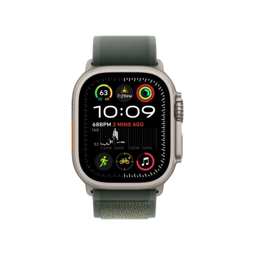 Часы Apple watch Ultra 2 2024 49mm Natural Titanium Case Trail Loop Green M/L